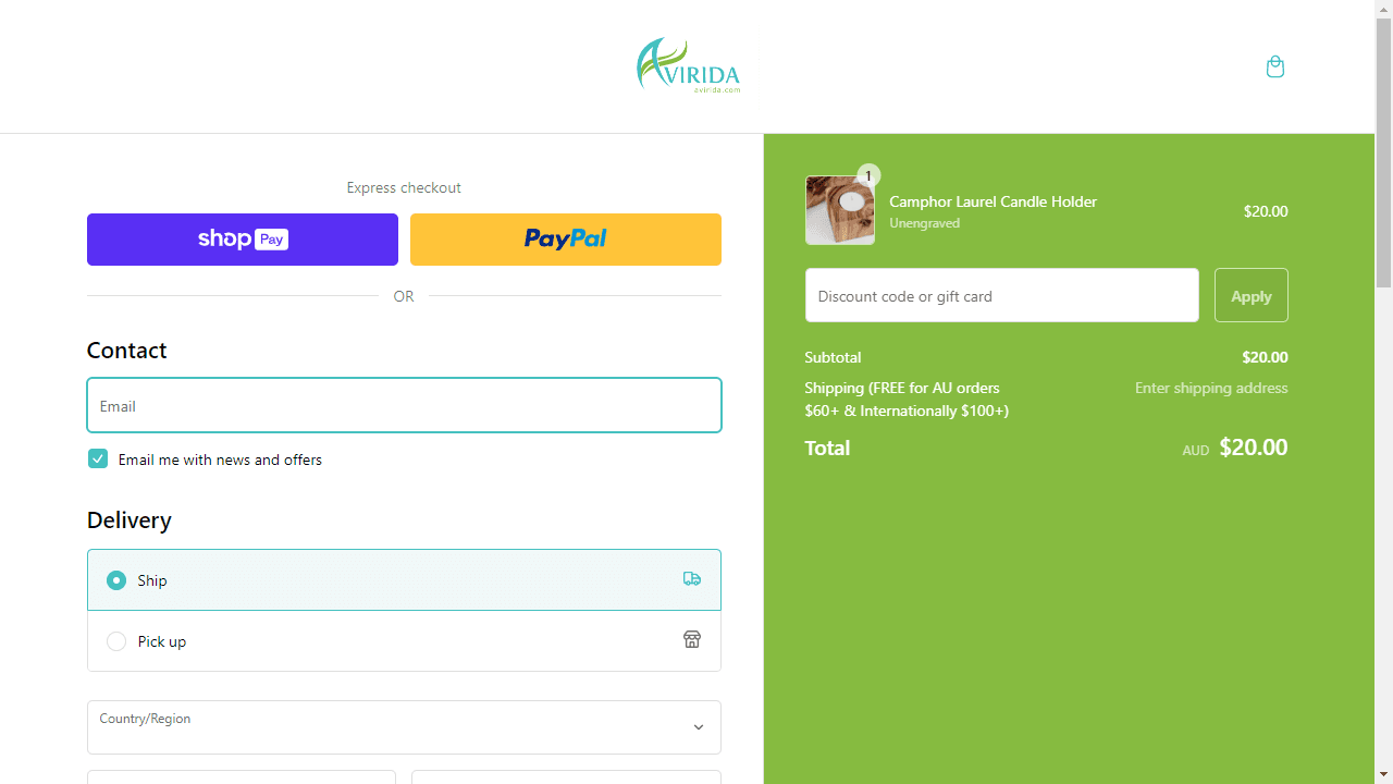 How to apply Avirida coupon code